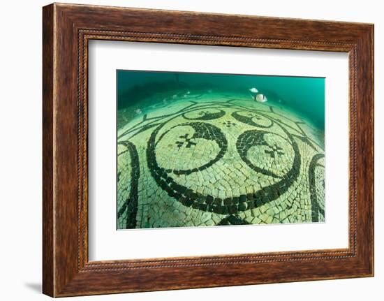 Detail of ancient Roman tessellatum mosaic, Villa a Protiro-Franco Banfi-Framed Photographic Print