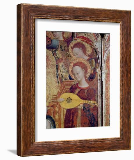 Detail of Angel Musicians from a Painting of the Virgin and Child Surrounded by Six Angels, 1437-44-Sassetta-Framed Giclee Print