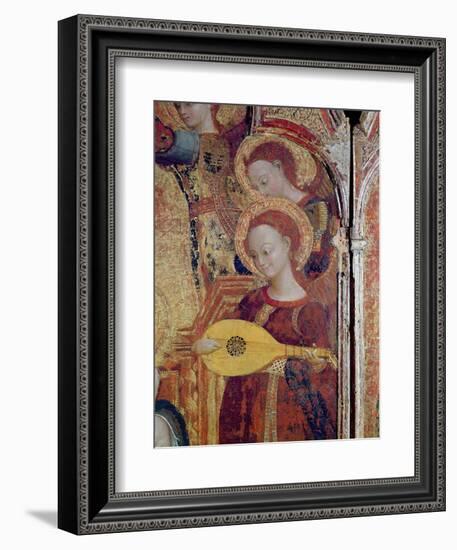 Detail of Angel Musicians from a Painting of the Virgin and Child Surrounded by Six Angels, 1437-44-Sassetta-Framed Giclee Print