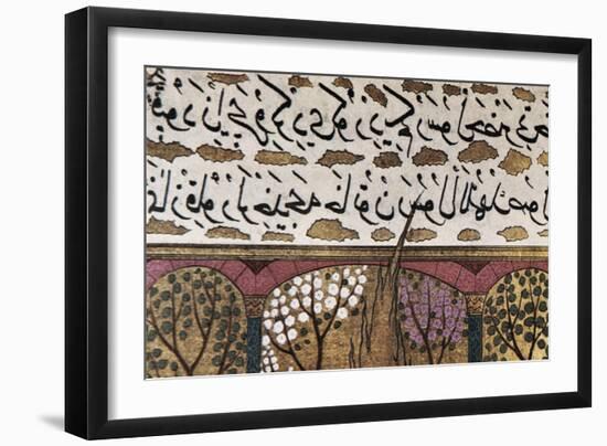 Detail of Arabian Writing in an Ottoman Illuminated Manuscript About Muhammad's Life (16th C)-null-Framed Art Print