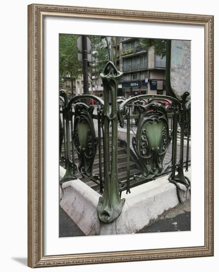 Detail of Art Nouveau Railings at Entrance of Paris Metro-null-Framed Giclee Print