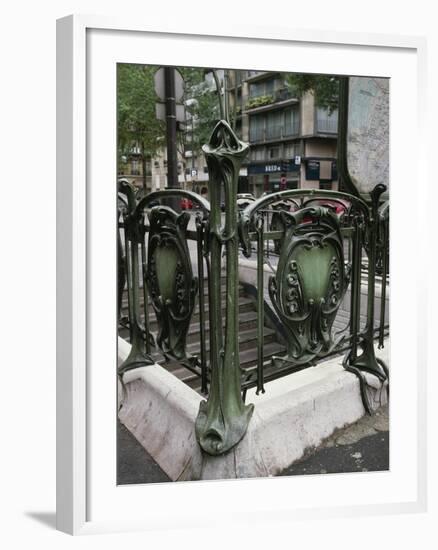 Detail of Art Nouveau Railings at Entrance of Paris Metro-null-Framed Giclee Print