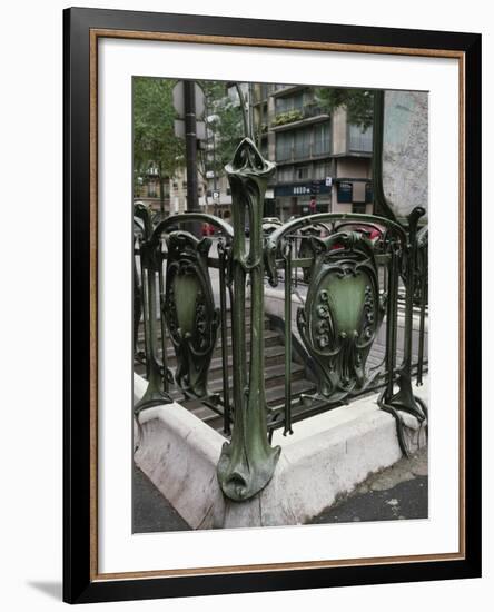 Detail of Art Nouveau Railings at Entrance of Paris Metro-null-Framed Giclee Print