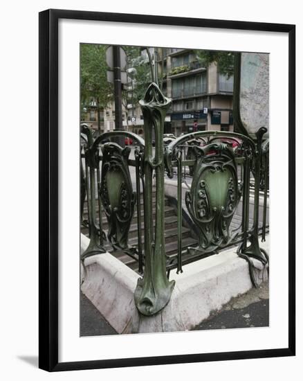 Detail of Art Nouveau Railings at Entrance of Paris Metro-null-Framed Giclee Print