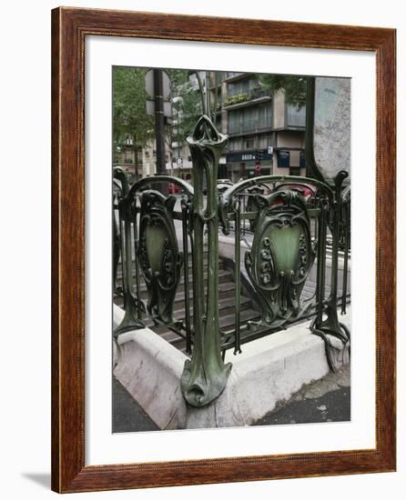 Detail of Art Nouveau Railings at Entrance of Paris Metro-null-Framed Giclee Print