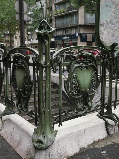 Paris Railing Detail of Art Nouveau Railings at Entrance of Paris Metro Giclee Print ...