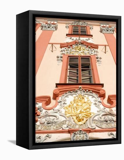 Detail of Baroque Decoration on Facade of Building, Karlovarsky Region, Czech Republic-Richard Nebesky-Framed Premier Image Canvas