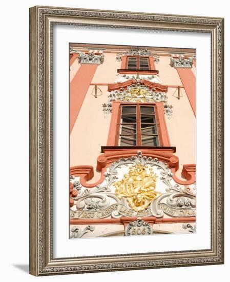 Detail of Baroque Decoration on Facade of Building, Karlovarsky Region, Czech Republic-Richard Nebesky-Framed Photographic Print