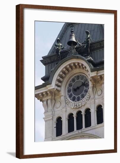 Detail of Bell Tower of Town Hall-null-Framed Giclee Print