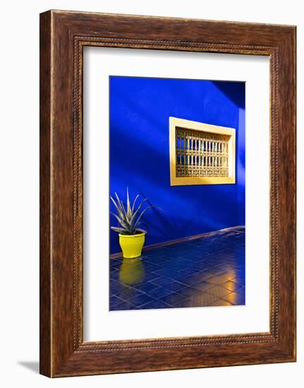 Detail of Blue House and Yellow Plant Pot in Majorelle Garden-Guy Thouvenin-Framed Photographic Print