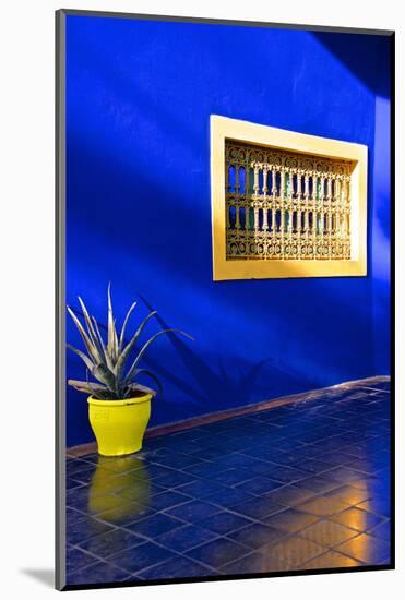 Detail of Blue House and Yellow Plant Pot in Majorelle Garden-Guy Thouvenin-Mounted Photographic Print