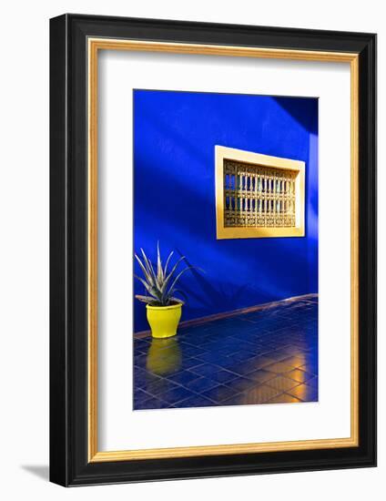 Detail of Blue House and Yellow Plant Pot in Majorelle Garden-Guy Thouvenin-Framed Photographic Print