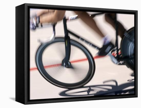 Detail of Blurred Action of Cyclist Competing on the Velodrome-null-Framed Premier Image Canvas