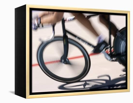 Detail of Blurred Action of Cyclist Competing on the Velodrome-null-Framed Premier Image Canvas