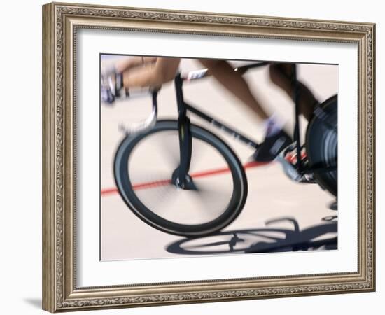 Detail of Blurred Action of Cyclist Competing on the Velodrome-null-Framed Photographic Print