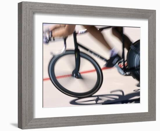 Detail of Blurred Action of Cyclist Competing on the Velodrome-null-Framed Photographic Print