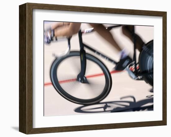 Detail of Blurred Action of Cyclist Competing on the Velodrome-null-Framed Photographic Print