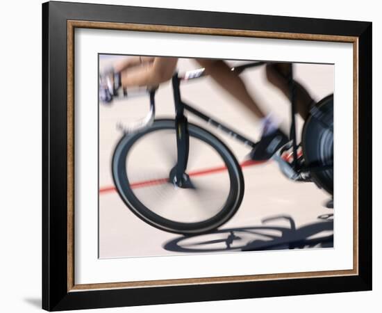 Detail of Blurred Action of Cyclist Competing on the Velodrome-null-Framed Photographic Print