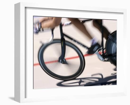 Detail of Blurred Action of Cyclist Competing on the Velodrome-null-Framed Photographic Print