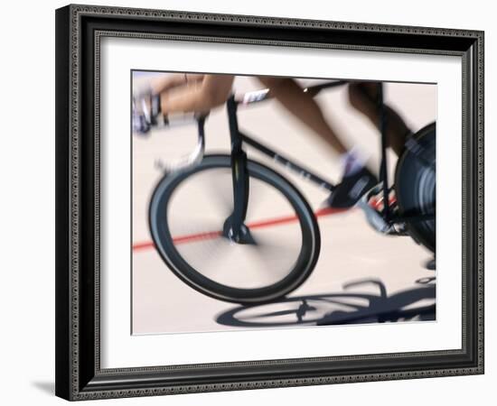 Detail of Blurred Action of Cyclist Competing on the Velodrome-null-Framed Photographic Print