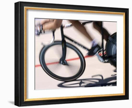 Detail of Blurred Action of Cyclist Competing on the Velodrome-null-Framed Photographic Print