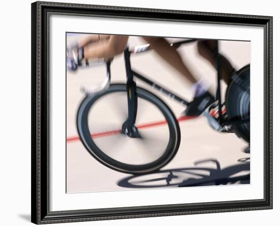 Detail of Blurred Action of Cyclist Competing on the Velodrome-null-Framed Photographic Print