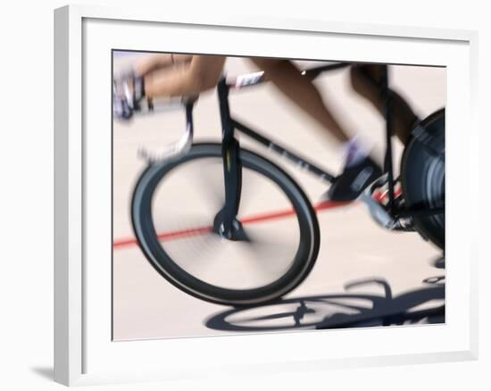 Detail of Blurred Action of Cyclist Competing on the Velodrome-null-Framed Photographic Print