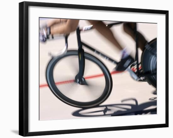 Detail of Blurred Action of Cyclist Competing on the Velodrome-null-Framed Photographic Print