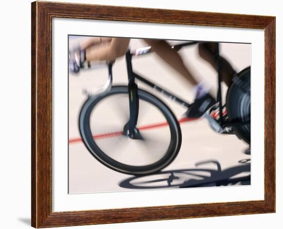 Detail of Blurred Action of Cyclist Competing on the Velodrome-null-Framed Photographic Print