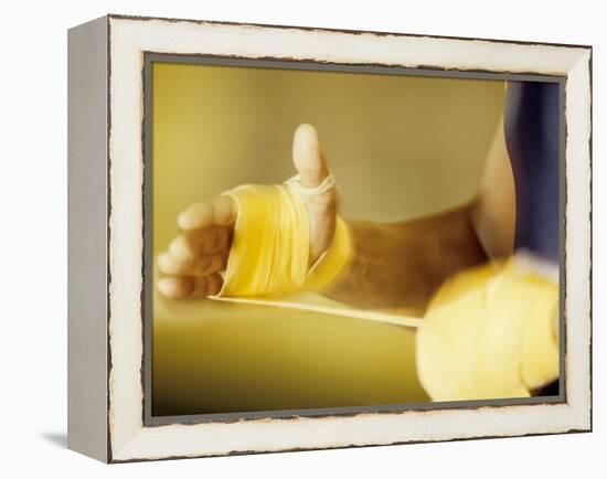 Detail of Boxer Wraping His Hands, New York, New York, USA-null-Framed Premier Image Canvas