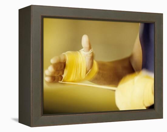 Detail of Boxer Wraping His Hands, New York, New York, USA-null-Framed Premier Image Canvas