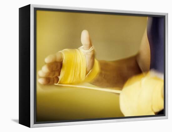 Detail of Boxer Wraping His Hands, New York, New York, USA-null-Framed Premier Image Canvas