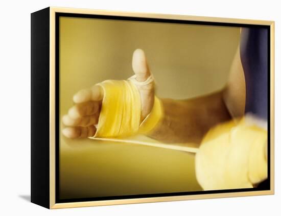 Detail of Boxer Wraping His Hands, New York, New York, USA-null-Framed Premier Image Canvas