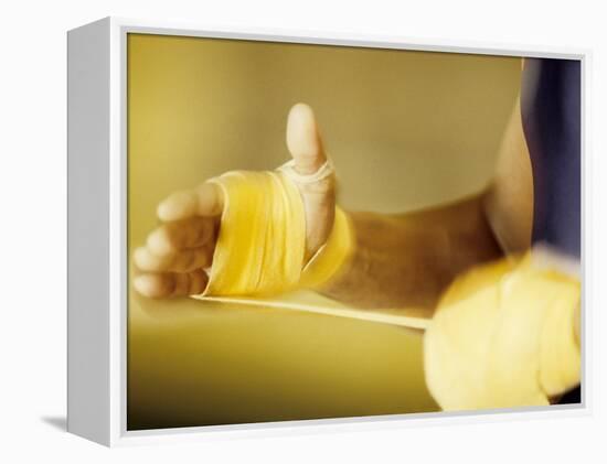 Detail of Boxer Wraping His Hands, New York, New York, USA-null-Framed Premier Image Canvas