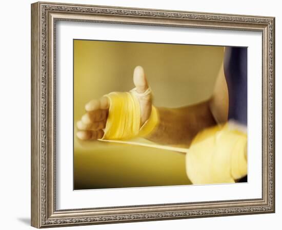 Detail of Boxer Wraping His Hands, New York, New York, USA-null-Framed Photographic Print