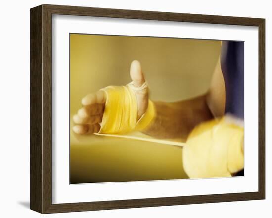 Detail of Boxer Wraping His Hands, New York, New York, USA-null-Framed Photographic Print