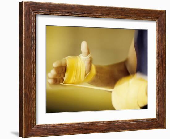 Detail of Boxer Wraping His Hands, New York, New York, USA-null-Framed Photographic Print