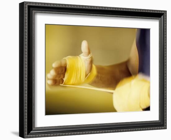 Detail of Boxer Wraping His Hands, New York, New York, USA-null-Framed Photographic Print