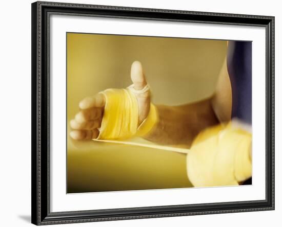 Detail of Boxer Wraping His Hands, New York, New York, USA-null-Framed Photographic Print