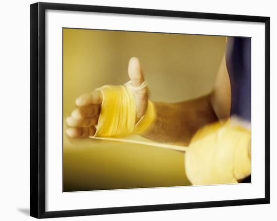 Detail of Boxer Wraping His Hands, New York, New York, USA-null-Framed Photographic Print