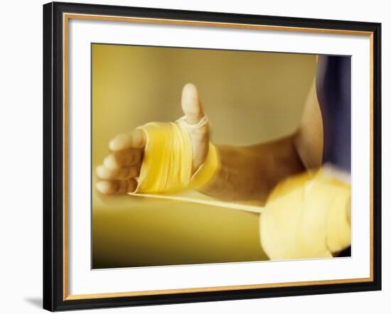 Detail of Boxer Wraping His Hands, New York, New York, USA-null-Framed Photographic Print