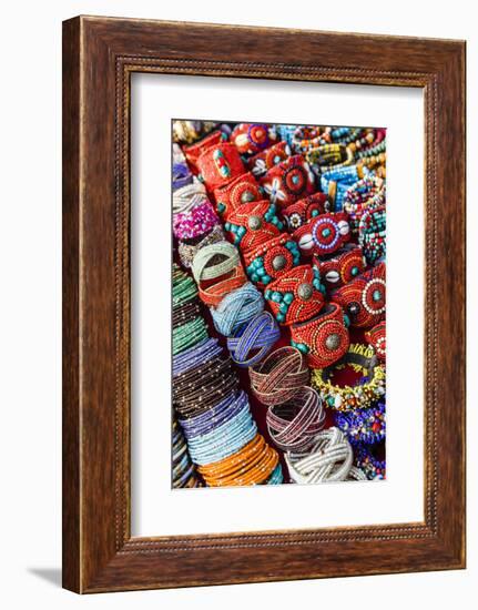 Detail of Bracelets and Rings at the Tibetan Market in Wednesday Flea Market in Anjuna, Goa, India-Yadid Levy-Framed Photographic Print