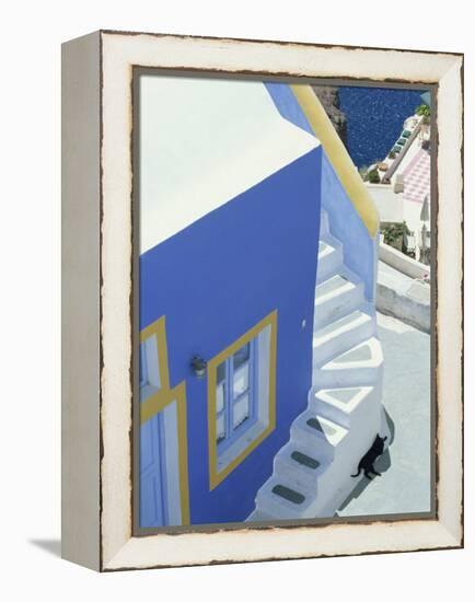 Detail of Brightly Painted House, Oia, Santorini, Cyclades, Greek Islands, Greece, Europe-Lee Frost-Framed Premier Image Canvas