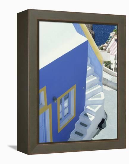 Detail of Brightly Painted House, Oia, Santorini, Cyclades, Greek Islands, Greece, Europe-Lee Frost-Framed Premier Image Canvas