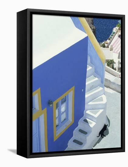 Detail of Brightly Painted House, Oia, Santorini, Cyclades, Greek Islands, Greece, Europe-Lee Frost-Framed Premier Image Canvas