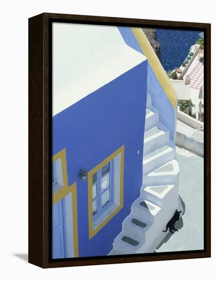 Detail of Brightly Painted House, Oia, Santorini, Cyclades, Greek Islands, Greece, Europe-Lee Frost-Framed Premier Image Canvas