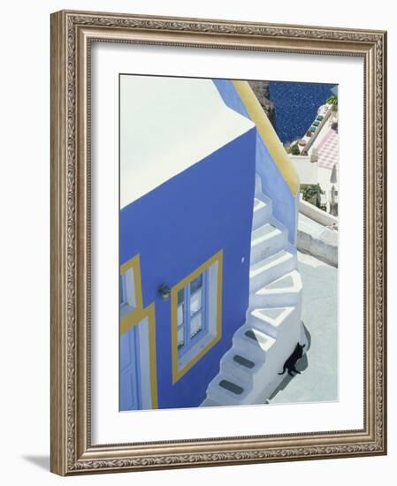 Detail of Brightly Painted House, Oia, Santorini, Cyclades, Greek Islands, Greece, Europe-Lee Frost-Framed Photographic Print