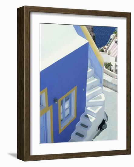 Detail of Brightly Painted House, Oia, Santorini, Cyclades, Greek Islands, Greece, Europe-Lee Frost-Framed Photographic Print