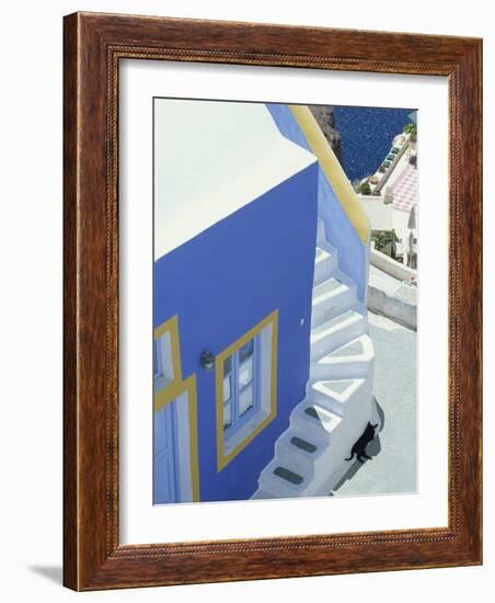Detail of Brightly Painted House, Oia, Santorini, Cyclades, Greek Islands, Greece, Europe-Lee Frost-Framed Photographic Print
