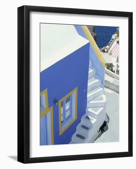 Detail of Brightly Painted House, Oia, Santorini, Cyclades, Greek Islands, Greece, Europe-Lee Frost-Framed Photographic Print